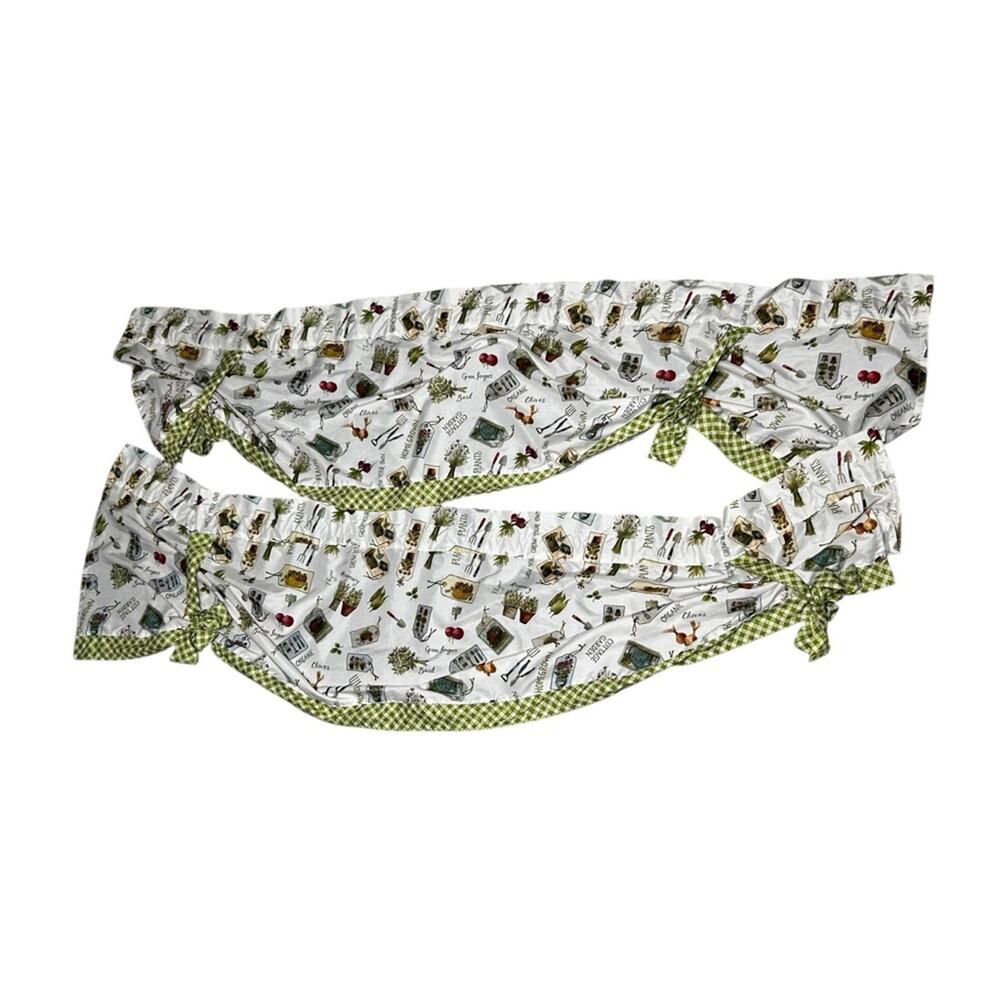 Saturday Knight Limited Garden Print Kitchen Valance Curtains Set of 2